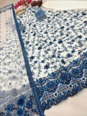 Heavy Embroidered Gown Set in Faux Georgette & Organza Silk with 3m Flair & Cutwork Dupatta – Ready to Wear - Image 7