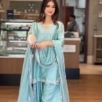 Roman Glass Silk Embroidered Farshi Palazzo Suit Set with Organza Dupatta – Ready to Wear