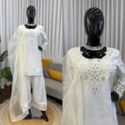 Hania Aamir Inspired Farshi Shalwar Suit with Handwork, Cutwork & Designer Dupatta - Image 2