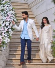 Hania Aamir Inspired Farshi Shalwar Suit with Handwork, Cutwork & Designer Dupatta - Image 4