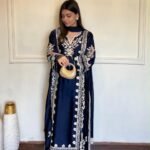 Premium Satin Rayon Long Kaftan Set with Embroidered Dupatta