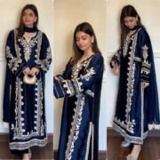 Premium Satin Rayon Long Kaftan Set with Embroidered Dupatta - Image 3
