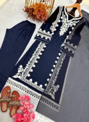 Premium Satin Rayon Long Kaftan Set with Embroidered Dupatta - Image 5