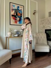 Premium Roman Glass Long Kaftan Set with Sequins & Chiffon Georgette Dupatta - Image 4