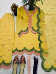 Designer Mal Chanderi Cotton Farshi Salwar Set with Multi-Needle Embroidery - Image 13