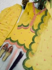 Designer Mal Chanderi Cotton Farshi Salwar Set with Multi-Needle Embroidery - Image 11