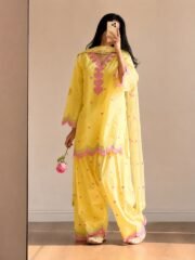 Designer Mal Chanderi Cotton Farshi Salwar Set with Multi-Needle Embroidery - Image 10