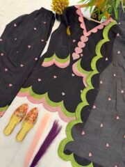 Designer Mal Chanderi Cotton Farshi Salwar Set with Multi-Needle Embroidery - Image 7