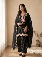 Designer Mal Chanderi Cotton Farshi Salwar Set with Multi-Needle Embroidery - Image 6
