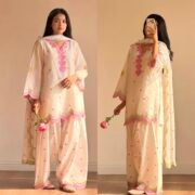 Designer Mal Chanderi Cotton Farshi Salwar Set with Multi-Needle Embroidery - Image 3