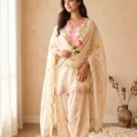 Designer Mal Chanderi Cotton Farshi Salwar Set with Multi-Needle Embroidery